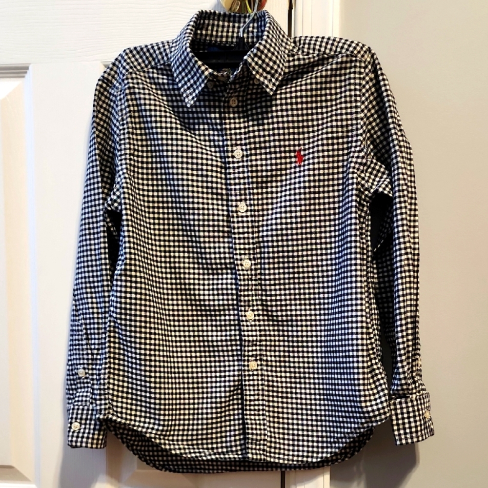 Ralph Lauren Black and White Checkered Shirt Size 10-12